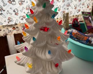 White Ceramic Light Up Christmas Tree Decoration