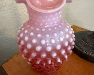 Hobnail Cranberry Opalescent Vase