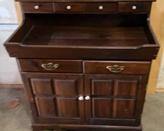 Dark Stained Oak Dry Sink Bar Coffee Bar