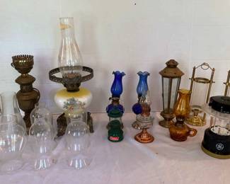 Vintage Oil Lamps, Electric Lamps, Candle Holders And More