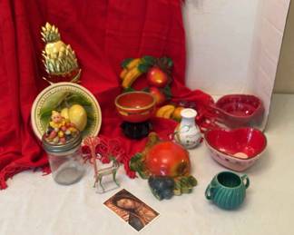 Chalkware Fruit Wall Decor Brass Door Knocker Various Colorful Dishes