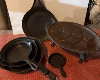 Griswold, Wagner Cast Iron Pans and Aluminum Saute Pan