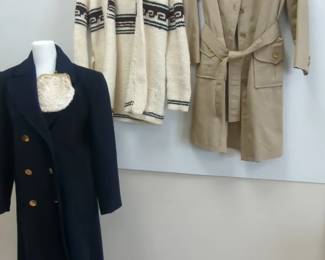 Womens Trench Coats, Cardigan And Beaded Clutch