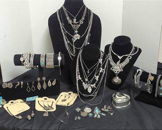 Silver Toned Costume Jewelery Lot