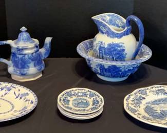 Blue Delft Minton Platter Enoch Wedgwood Platter Saucers Victoria Ware Pitcher Bowl More