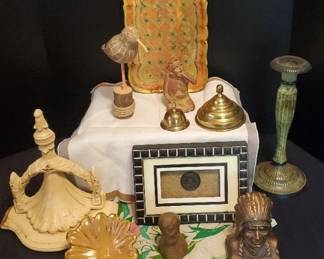 Handmade Bust, Vintage Morracan Style Tray, Statuettes Etc