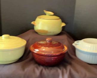 Frankoma and 3 Additional Casserole Dishes With Lids