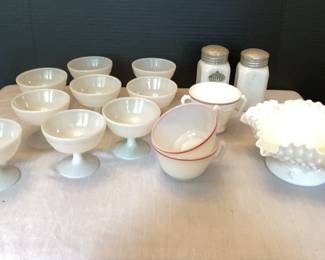 White Glassware Milk glass Hobnail