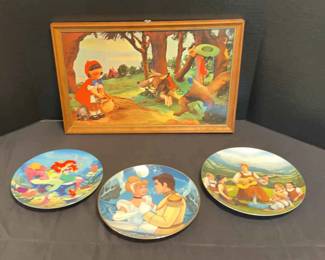 Disney Limited Edition Plates Vintage Maxwell Dorne Framed Print