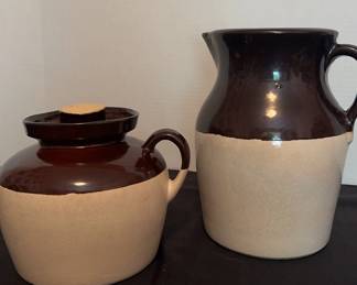 Two Tone Glossy Pottery Pitcher