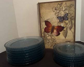 Fortecrisa Mexico ice blue glass plates With Decorative Book Box