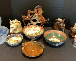 Horse Ceramic Decor Clock Holder Planters Ashtray and More