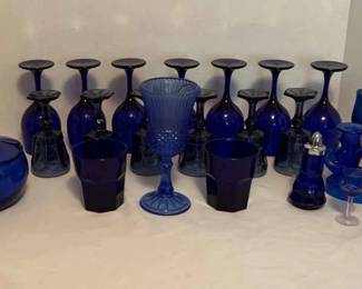 Navy Blue Glasses and Glassware