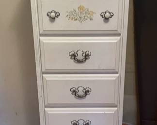 Tall White Dresser w gold accents