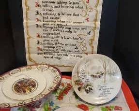 Vintage Dish Towels, Bone China Collectible Plate, Japanese Teaset