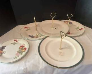 Serving Plates W Gold Tone Handle