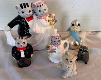 Porcelain Cats, Raccoon, Duck