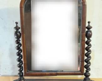 Antique Mahogany Dressing Table Mirror, Barley Twist And Claw Feet