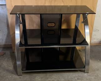 Black Glass And Chrome Entertainment Unit