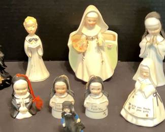 Nun Figurine Collection Planter Bells Small Iron Figurine