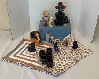 Vintage Poodle Decanter Shot Glasses Various Animal Figurines