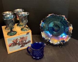 Iridescent Carnival Glass And Moser