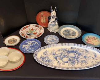 Fire King Platter Small Glass Bowls Large Blue White Platter Various Glassware