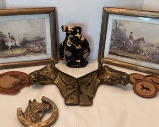 Vintage Horse Decor Including Brass Door Knocker