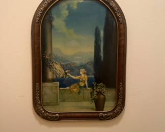 Antique Victorian picture with glass