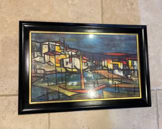 Vintage abstract village picture
