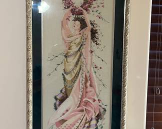 Beautiful selection of cross, stitched pictures, in frames