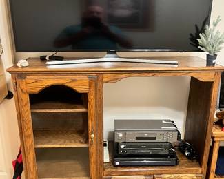 Solid Oak Entertainment Center,, Samsung curved screen television