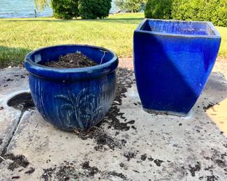 18 inch blue square planter round blue palm tree planter