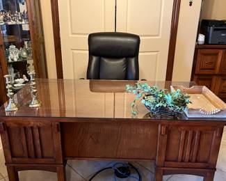 Craftsman style desk and black desk chair