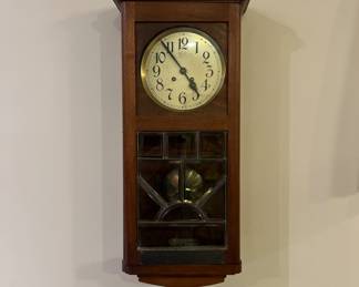 Mission style wood pendulum wall clock