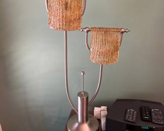 Italian Pista shade, twin arm table lamp
