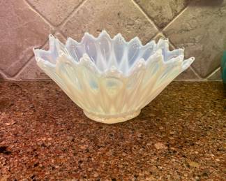 Vintage Fostoria glass Opalescent ruffle bowl