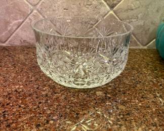 Cut glass serving bowl