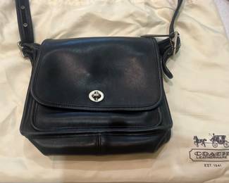 Coach, black leather handbag