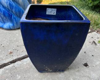 Blue square planter