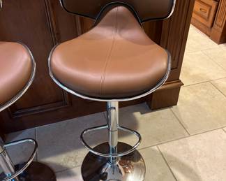 Chrome brown swivel barstools 4 available, 2 new in box