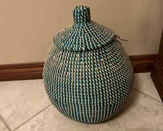 Hand woven basket with lid