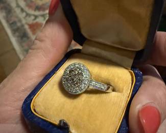 10K Champagne Diamond White Gold Ring