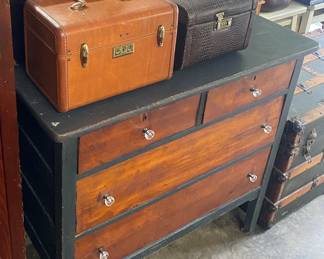 Paint Decorated Cabinet with Glass Knobs