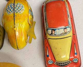 Tin Litho Toy Car and Chick