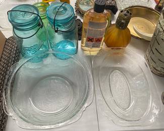 Blue Ball Jars/Depression Glass