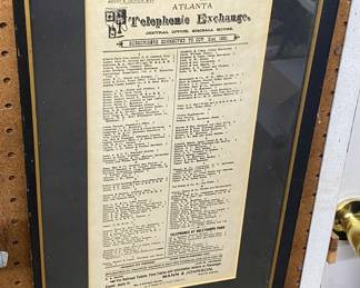 Framed Old Atlanta Telephone Exchange Page