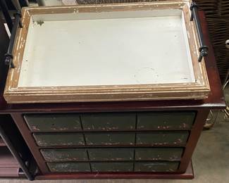 Paint Decorated Small Storage Cabinet (Knobs in Drawers)