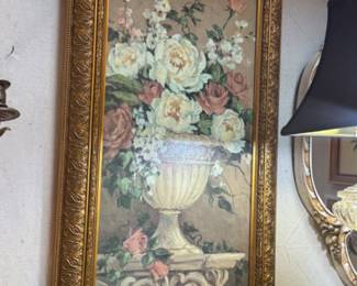 Beautiful floral Barbara Mock textured prints with gold frames, 2 different ones available. 