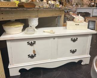 White painted cedar chest 